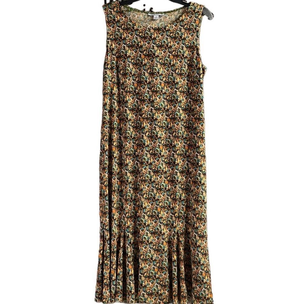 DANNY AND NICOLE Ladies Scoop Neck Sleeveless Swing Geometric Pattern Dress 14